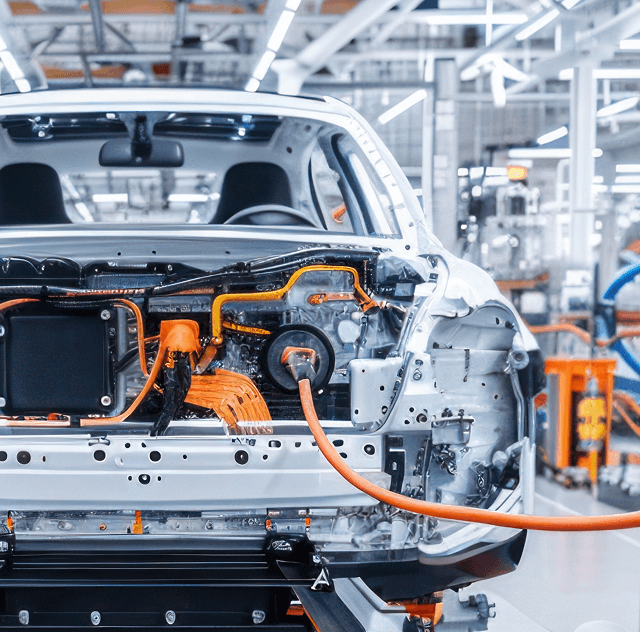 Car in assembly on assembly line